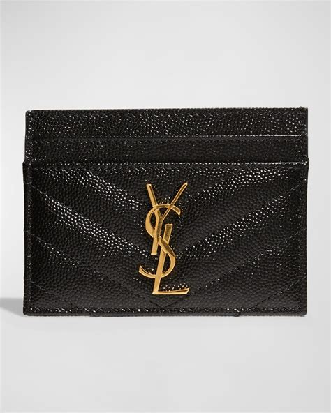 ysl monogram quilted grain de poudre card case|Saint Laurent YSL Monogram Card Case in Grained Leather.